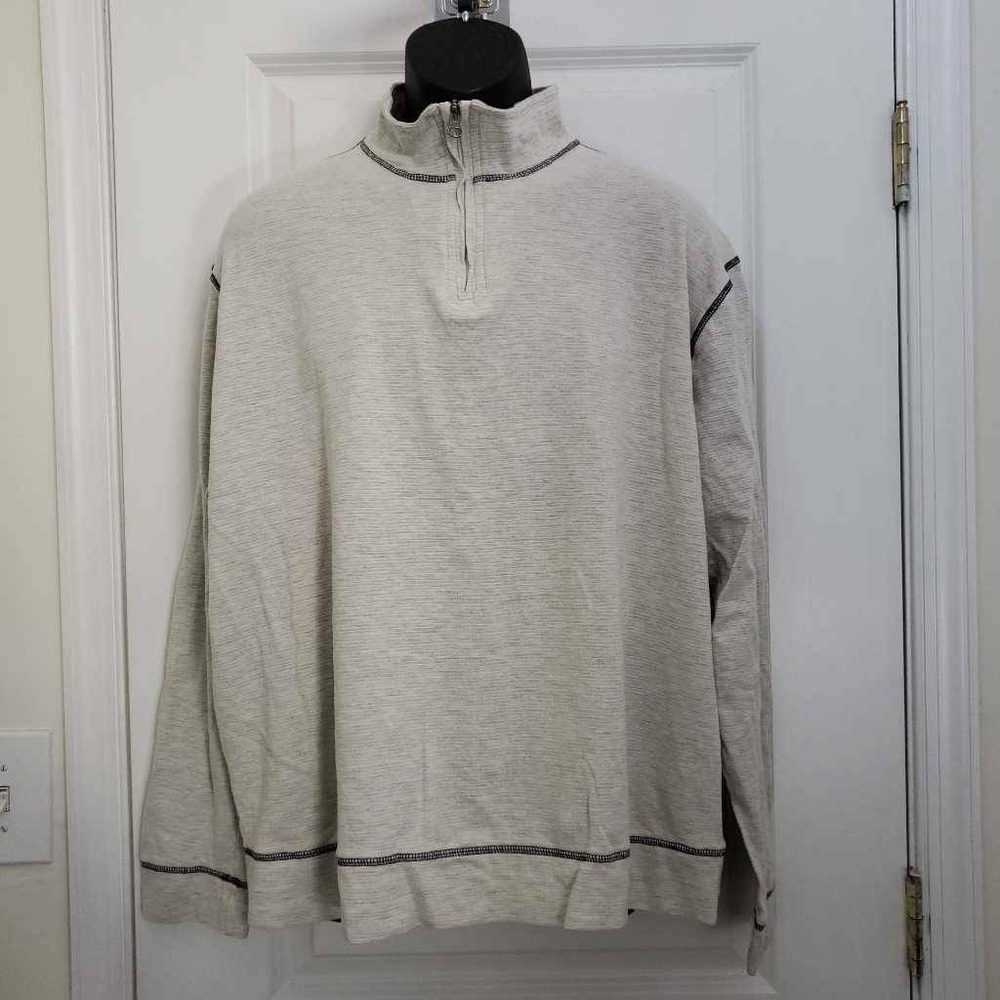 Washed Stoned & Beaten Mens Pullover Sweater Beige Quarter Zip Long‎ Sleeve XXL